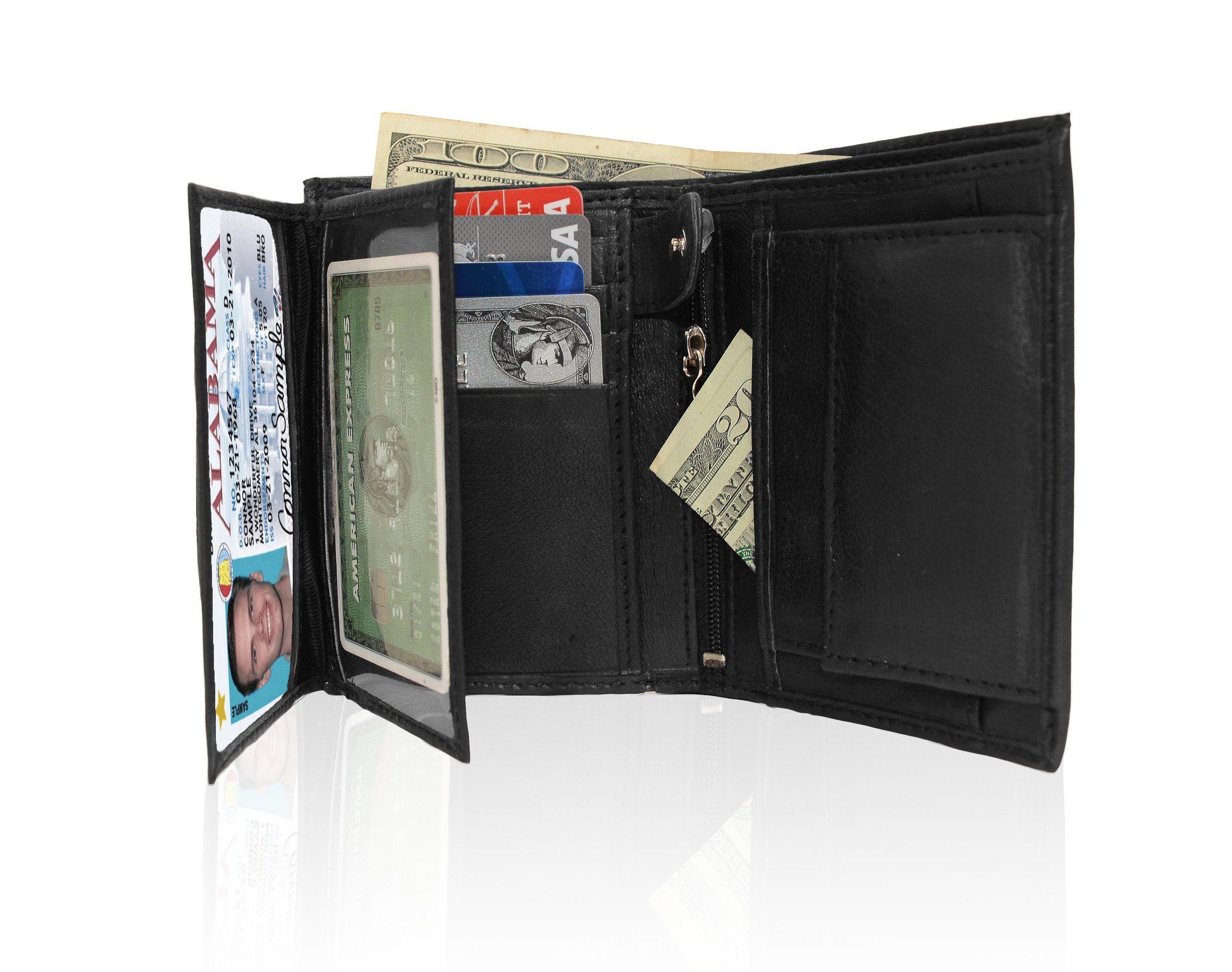 Genuine RFID-Blocking Men's Extra Capacity Leather Wallet - Black ...