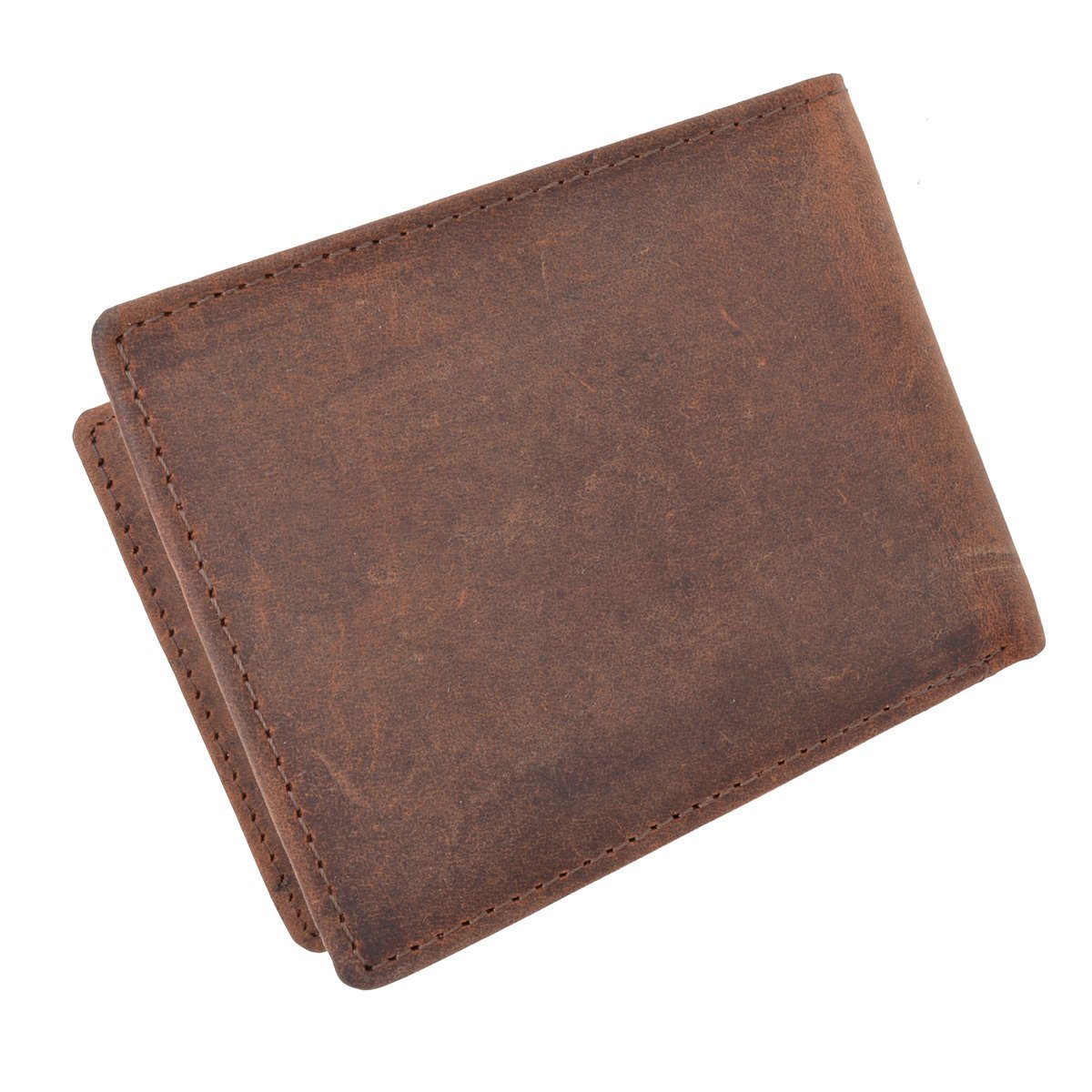 Distressed RFID Leather Bifold Wallet with Flip ID