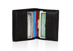 Compact RFID-Blocking Men's Multi-Card Center Flip Bifold Wallet - Black