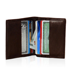 Compact RFID-Blocking Men's Multi-Card Center Flip Bifold Wallet - Black