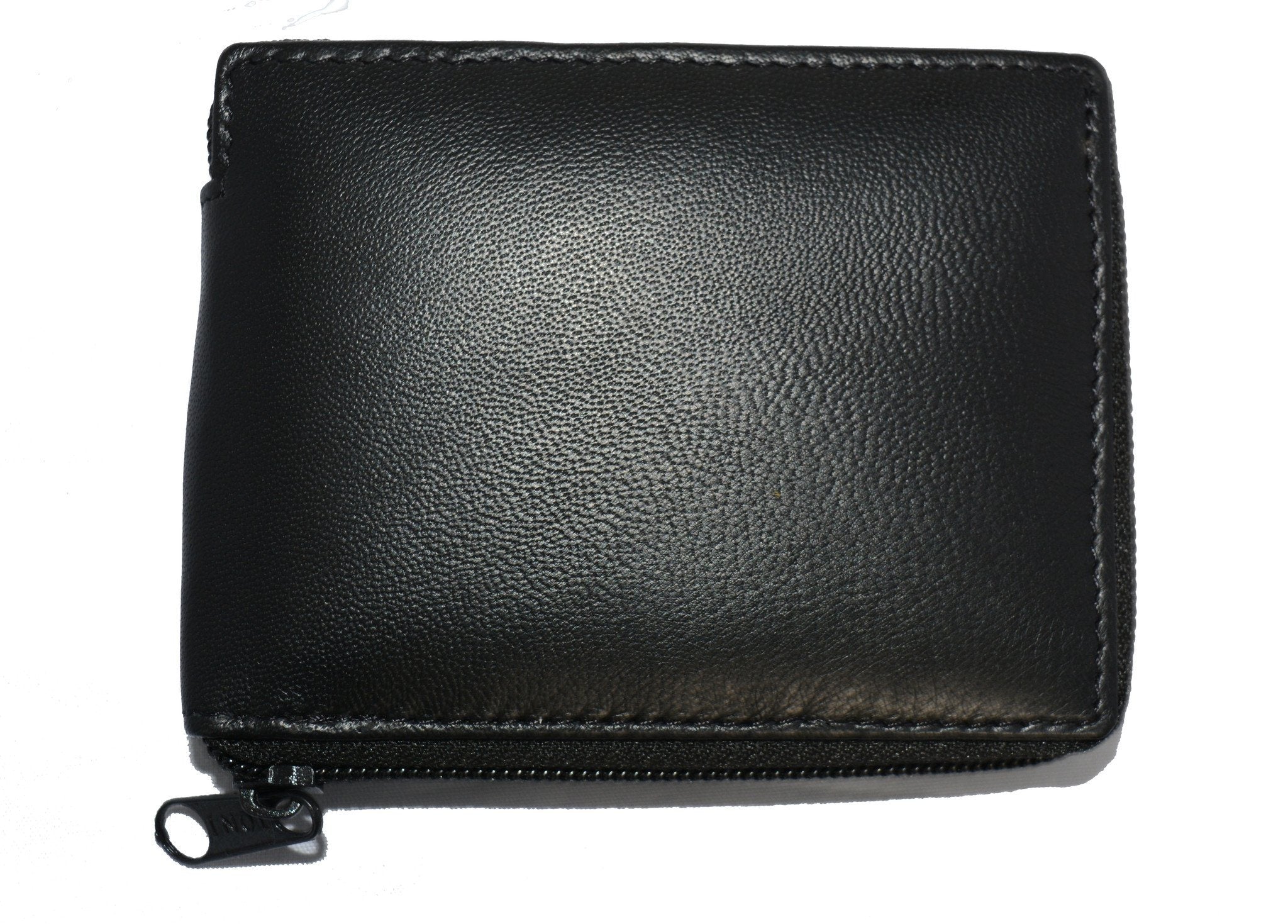 Adorable Deluxe RFID-Blocking Flip ID Zipped Soft Leather Bifold Wallet - Black