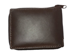 Deluxe RFID-Blocking Flip ID Zipped Soft Leather Bifold Wallet - Brown