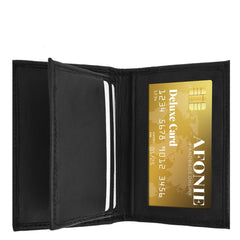 Slim Center Flap ID Premium Leather RFID Blocking Wallet