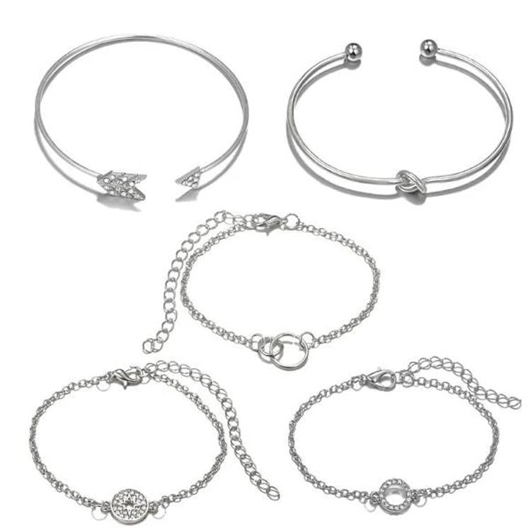 Silver Sparkle of Love Nub 5PC Bracelets
