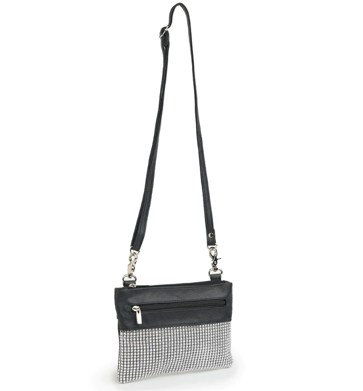 Leather Crossbody with Crystal Accent