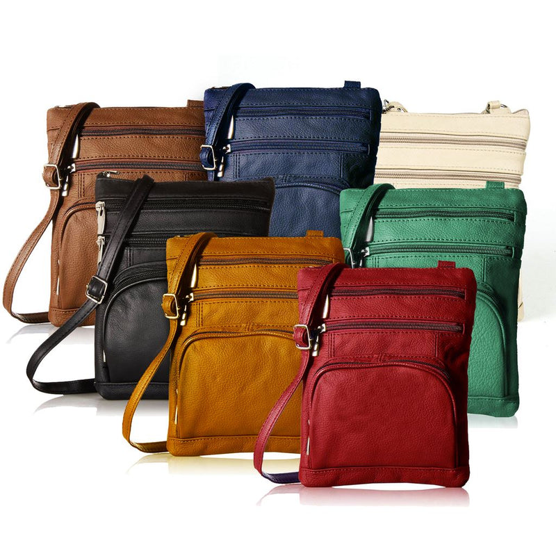 Soft Leather Crossbody Bag with Wallet  - 8 Colors