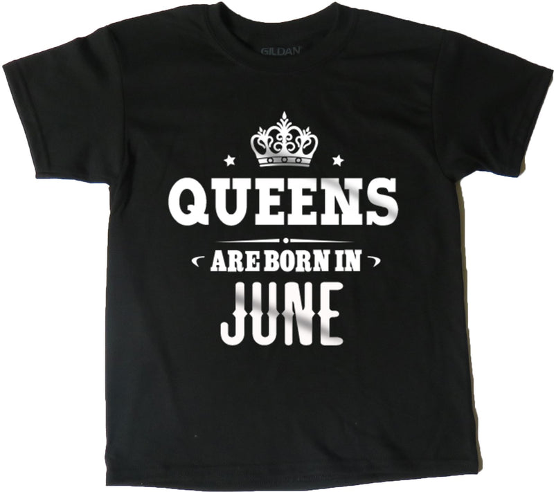 AFONiE Queens Are Born In Kids T-Shirt Black