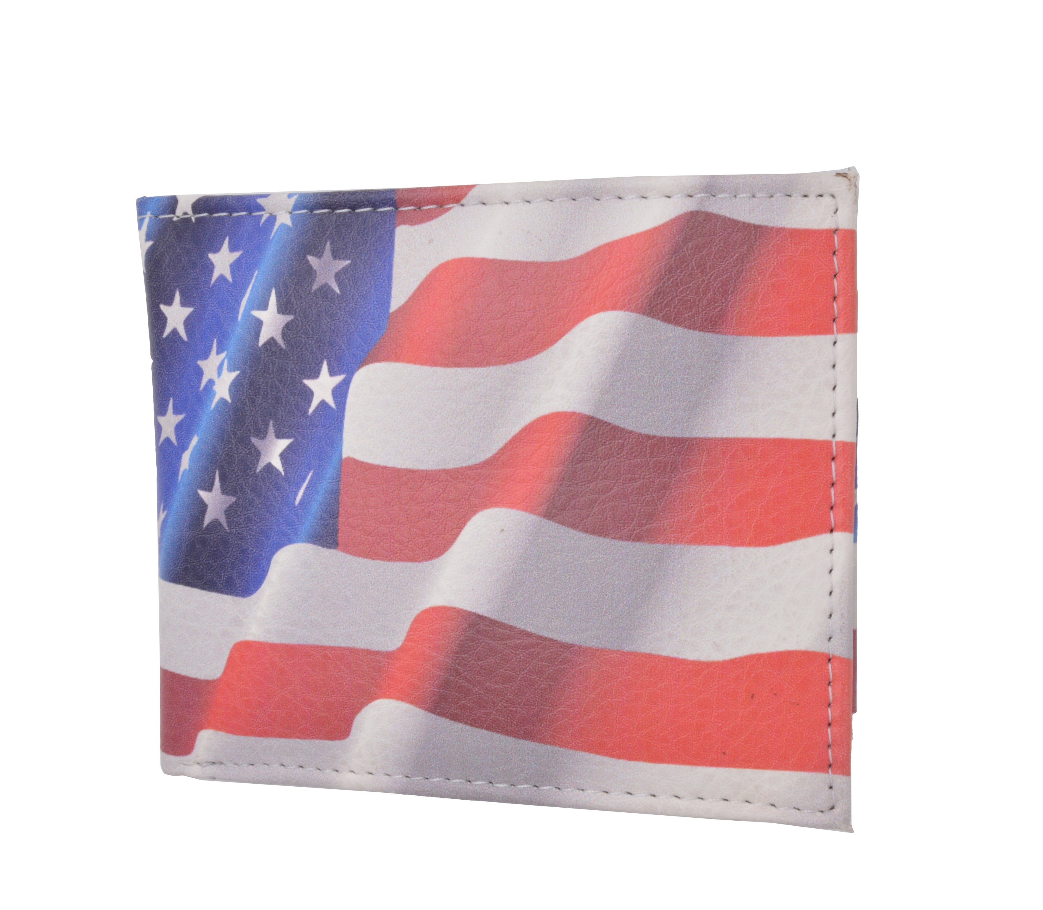 USA Print Inside & Out Genuine Leather Wallet