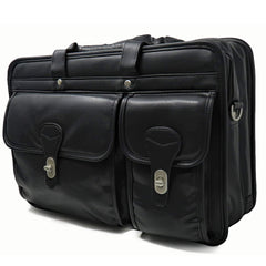 AFONiE Black Leather Briefcase for Laptop