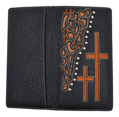 Cross Embroidery Checkbook/Credit Card Wallet