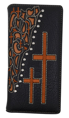 Cross Embroidery Checkbook/Credit Card Wallet