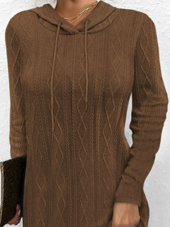Drawstring Hooded Sweater Dress