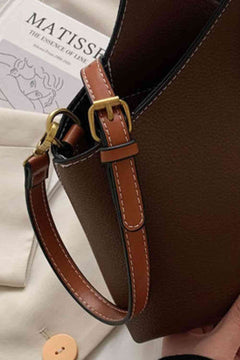 Stylish PU Leather Bucket Bag Crossbody Bag