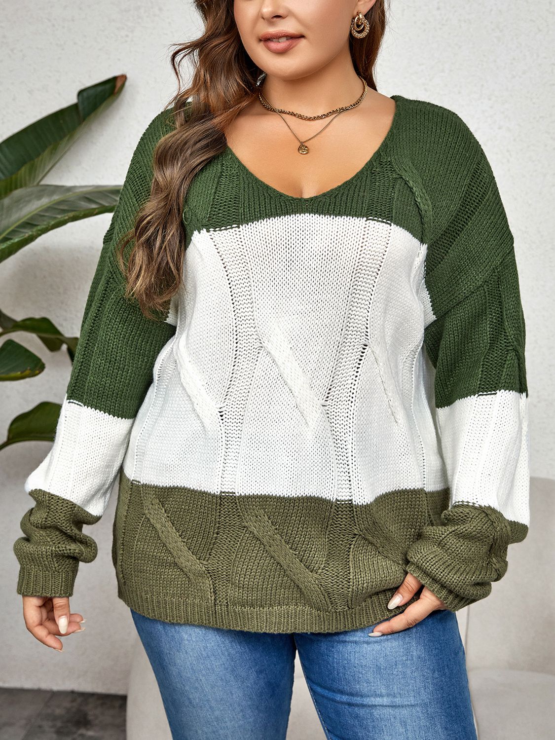 LW Plus Size Dropped Shoulder Knit Pants Set Women's Long Sleeve Knitted  Casual Two-piece Sweater Long Sleeve Top Thick Sweaters