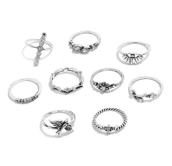 Amazon.com: Shining Diva Fashion Latest Stylish Metal Boho Midi Finger Rings  for Women and Girls - Set of 9 (rrsd14182r), Golden, Metal, No Gemstone:  Clothing, Shoes & Jewelry