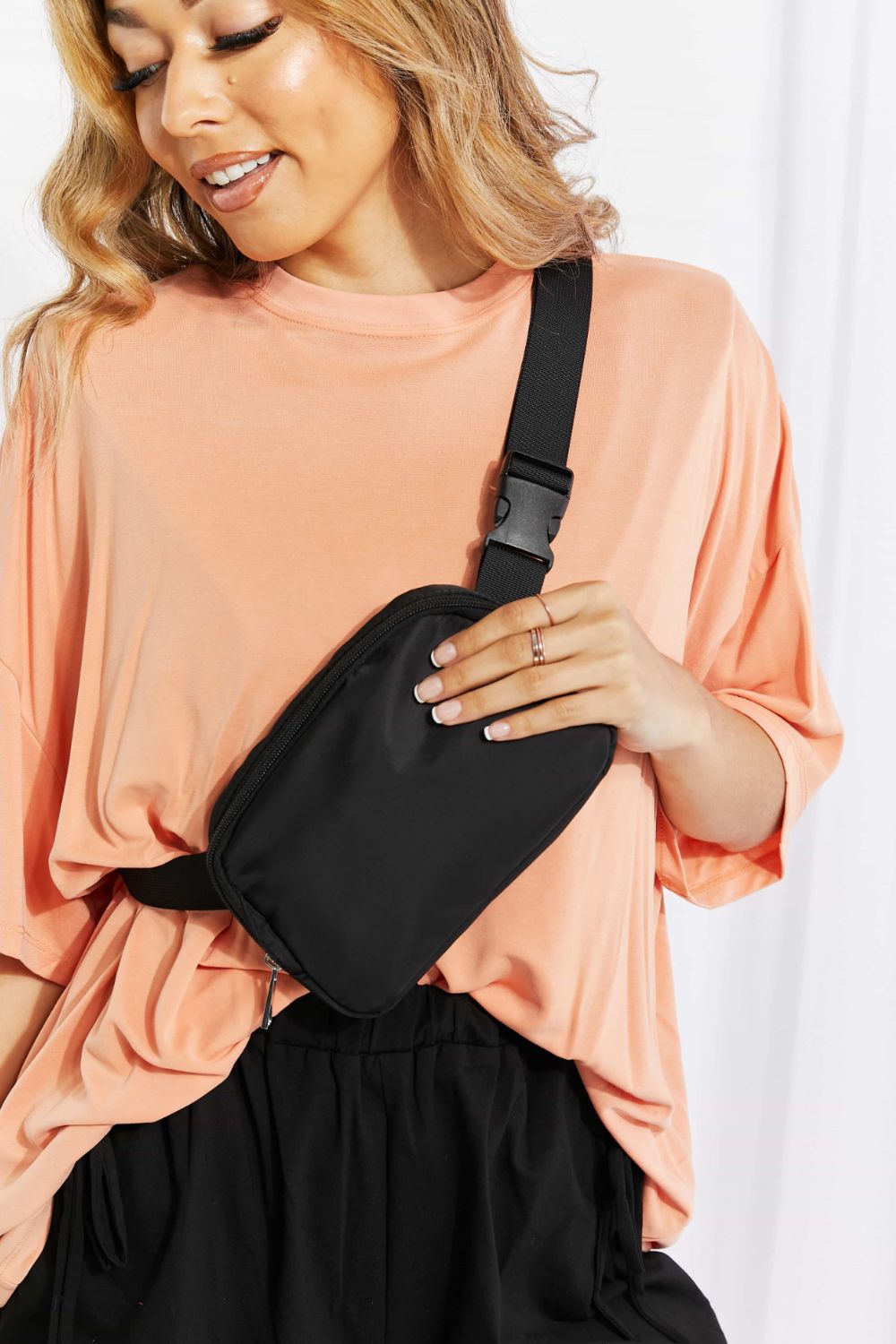 Designer Black Bum Bag Quilted Small Banana Bag Elegant 