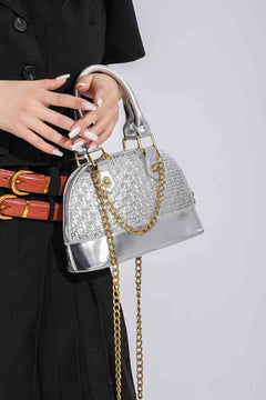 Mini Vegan Satchel purse With Detachable Gold Chain