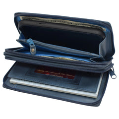 Double Zipper Leather RFID Wallet For Women