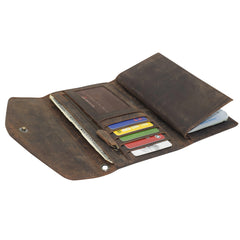 Rustic Vintage Envelop Checkbook Leather Wallet For women