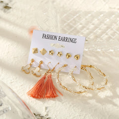 Gold and Peach 6PC Earring Set