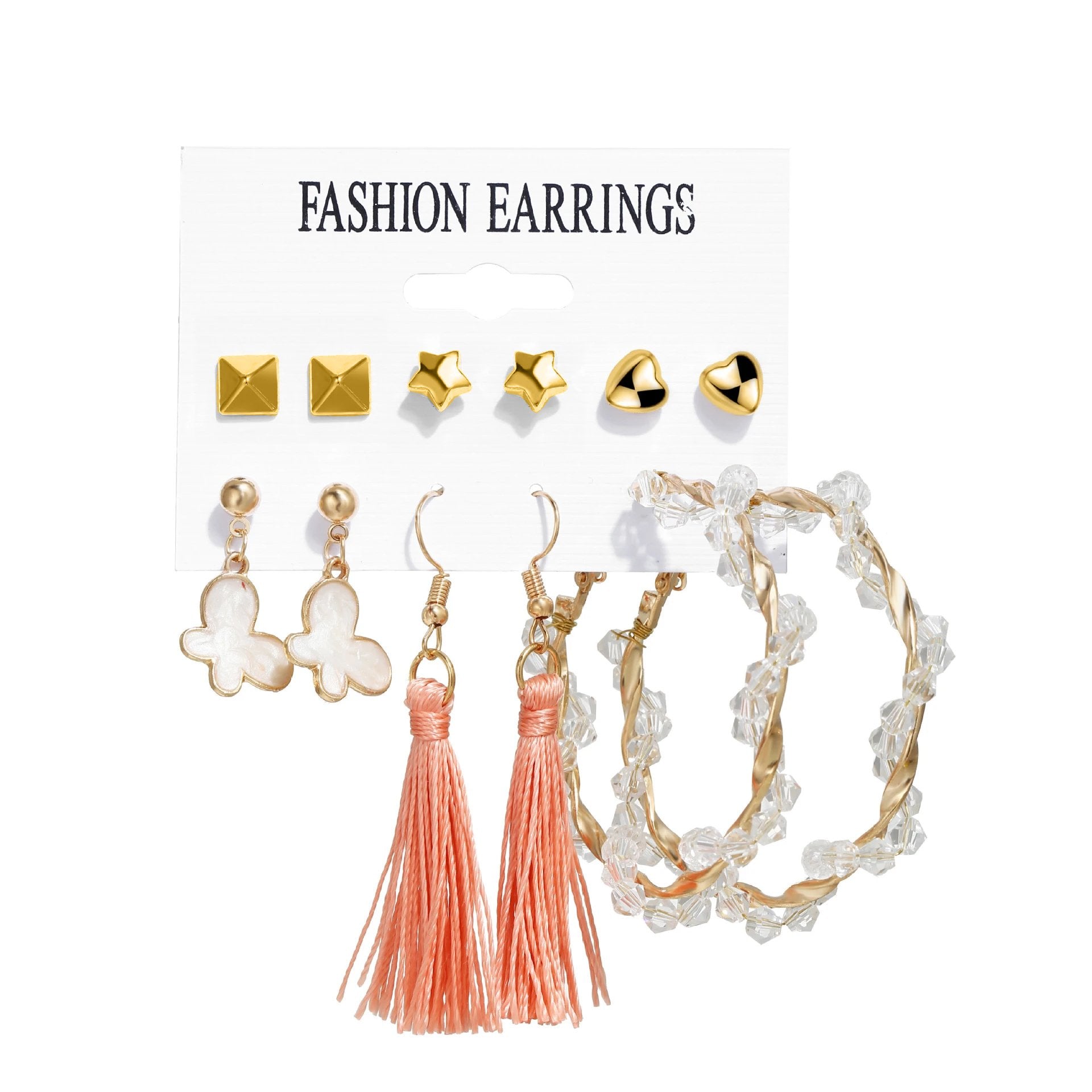 Gold and Peach 6PC Earring Set
