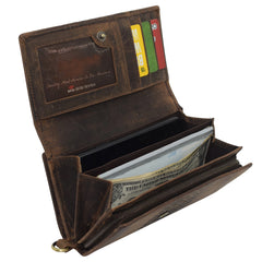 Rustic Vintage Double Side Leather Wallet For women