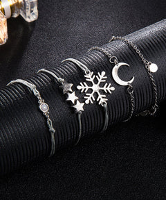 Snowflakes 14K Plated Silver Bracelet Set