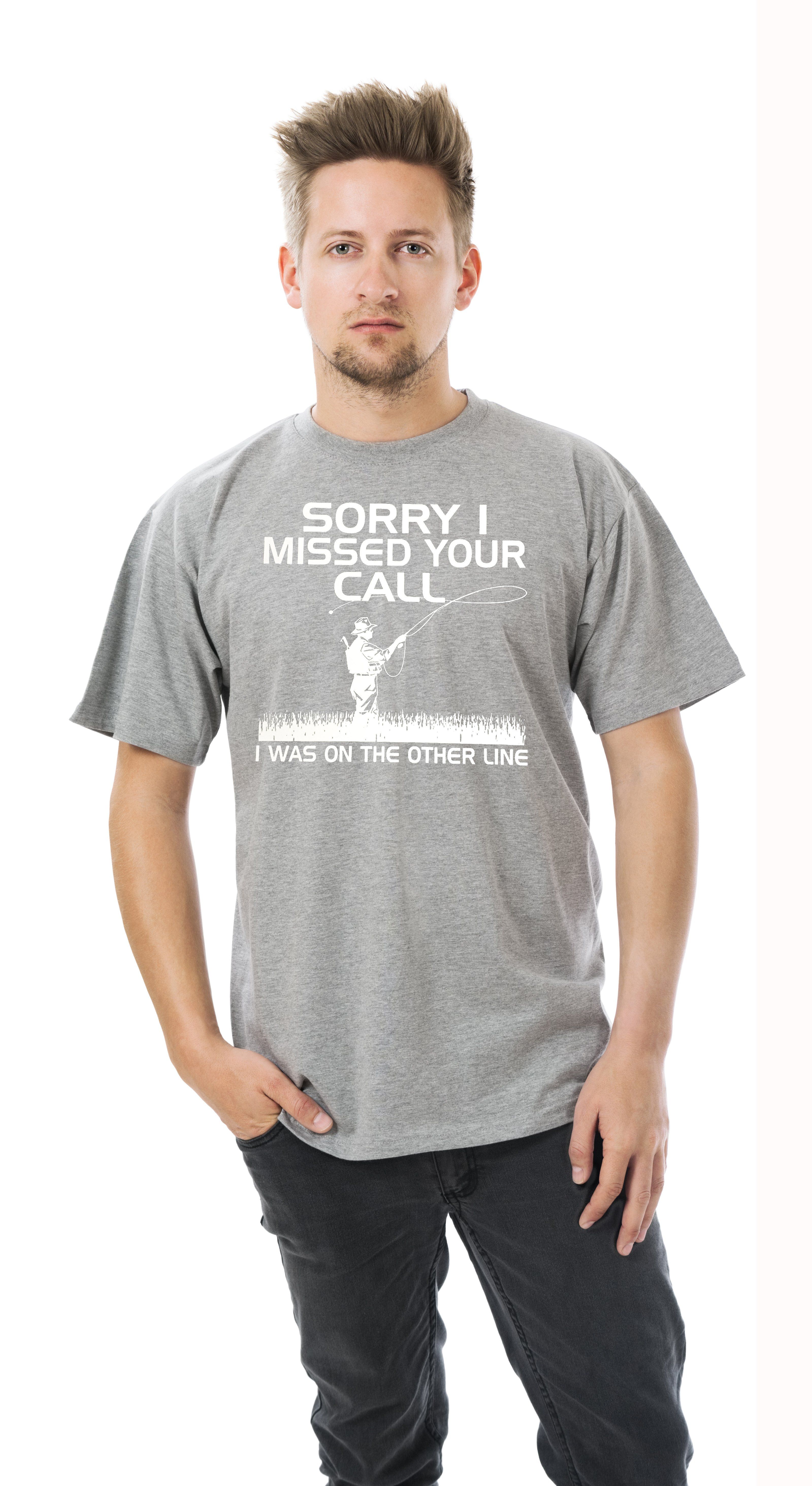 AFONiE Sorry I Missed Your Call- Funny Fishing Men T-Shirt –