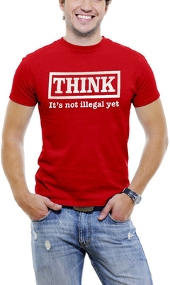 AFONiE Funny Men T-Shirt THINK It Is Not Illegal Yet