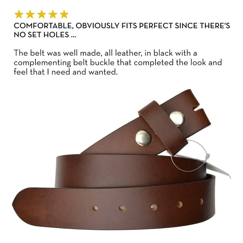 Genuine Leather Belt without Buckle - Black