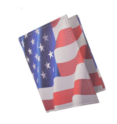 Handcrafted Trifold Men Leather Wallet USA Flag Print